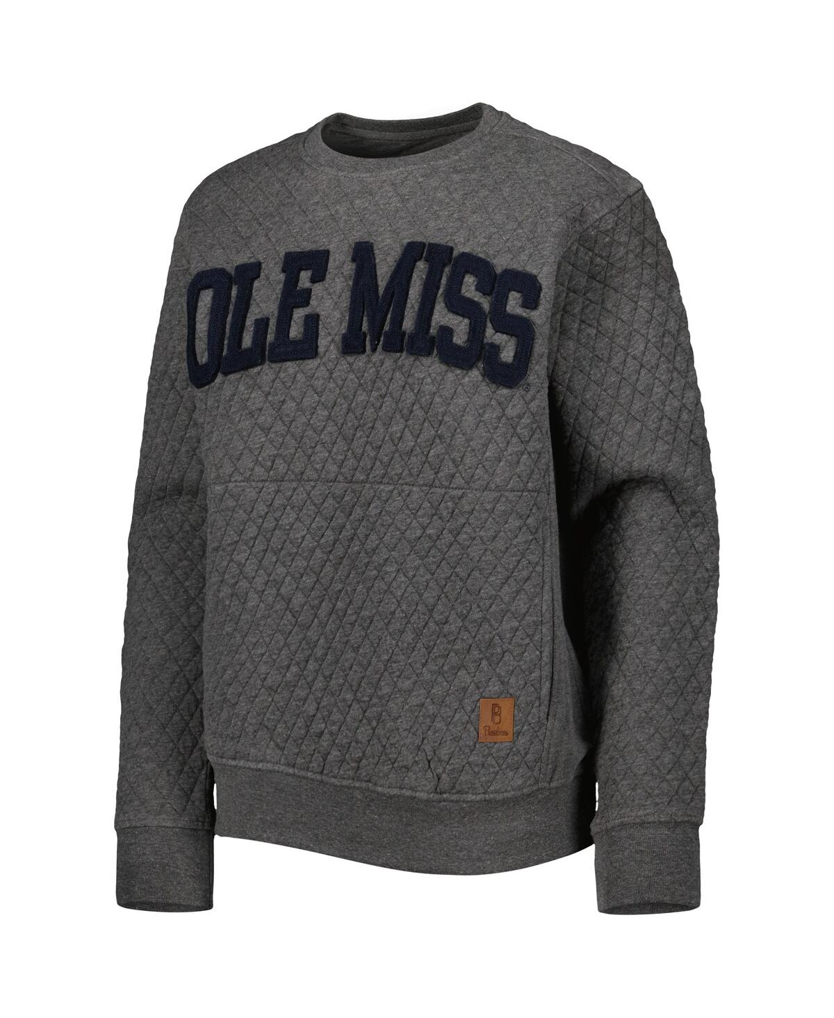 Pressbox Heather Charcoal Ole Miss Rebels Moose Quilted Pullover Sweatshirt In Heather Charcoal