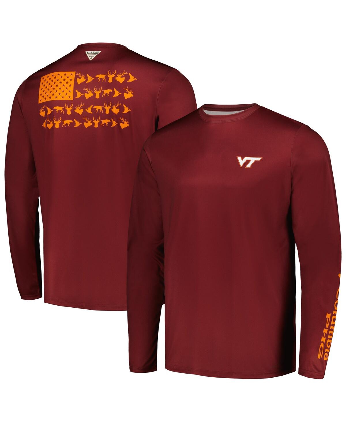 Columbia Men's  Maroon Virginia Tech Hokies Terminal Shot Omni-shade Long Sleeve T-shirt