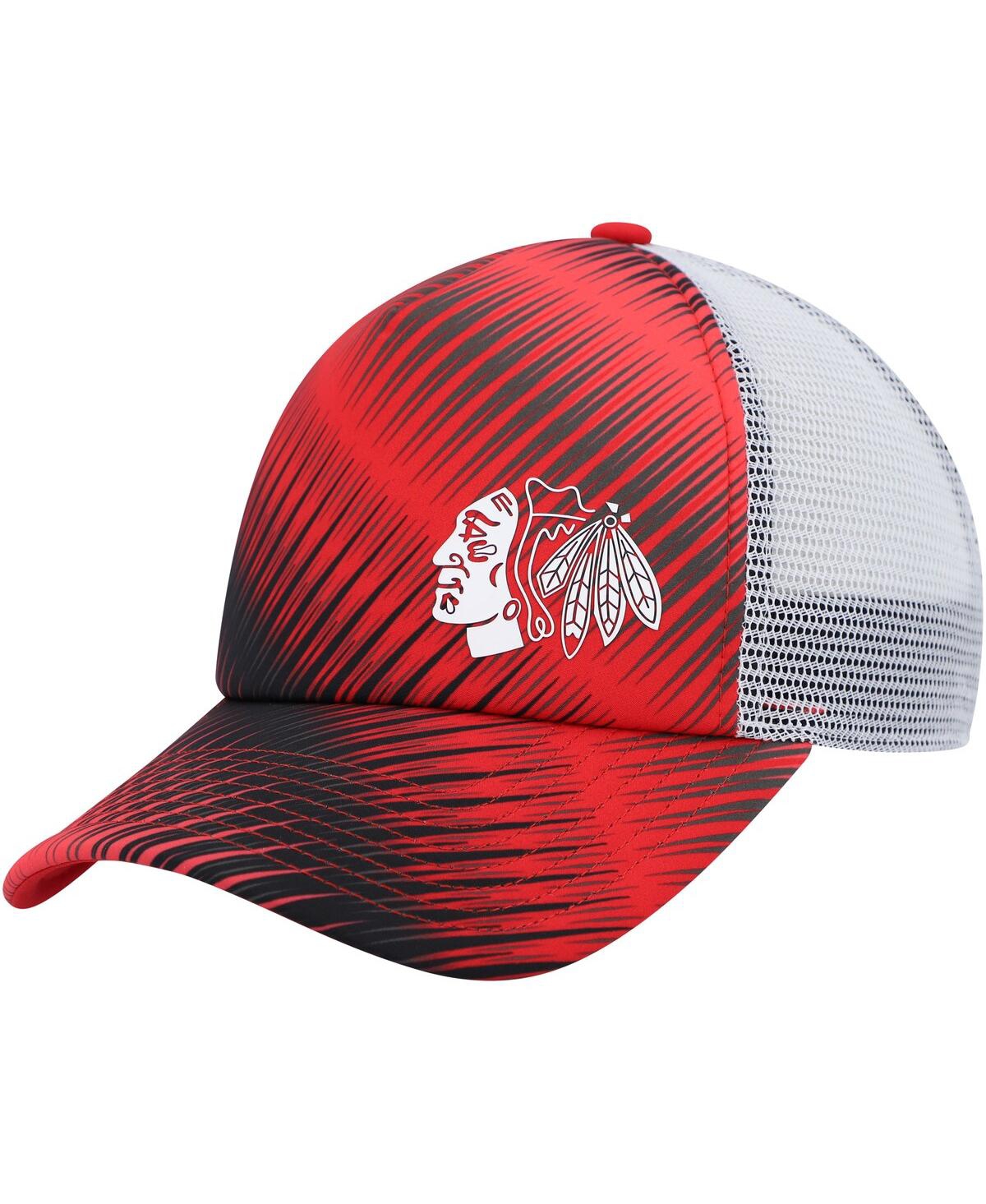 Shop Adidas Originals Women's Adidas Red, White Chicago Blackhawks Graphic Foam Trucker Snapback Hat In Red,white