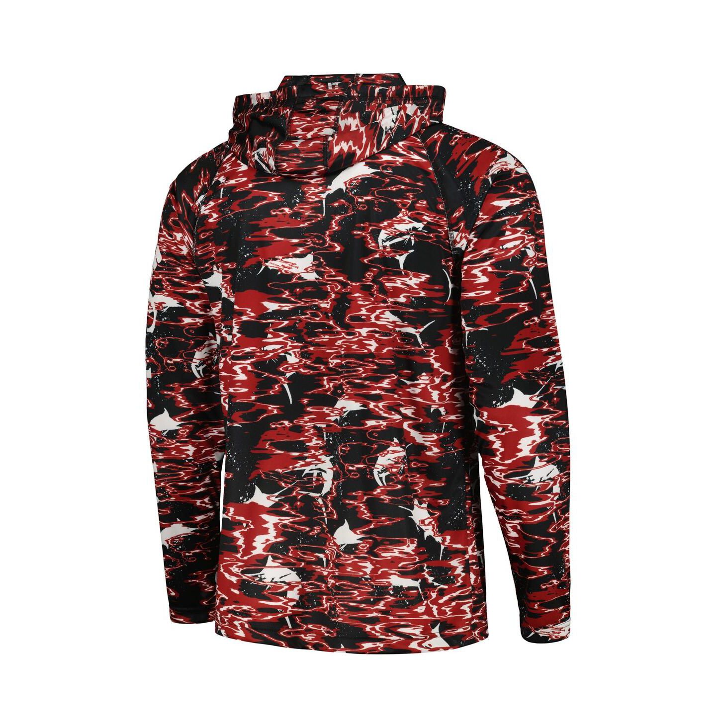 Мужская футболка Columbia Black Arkansas Razorbacks PFG Terminal Tackle Omni-Shade Rippled Long Sleeve Hooded — фото 4