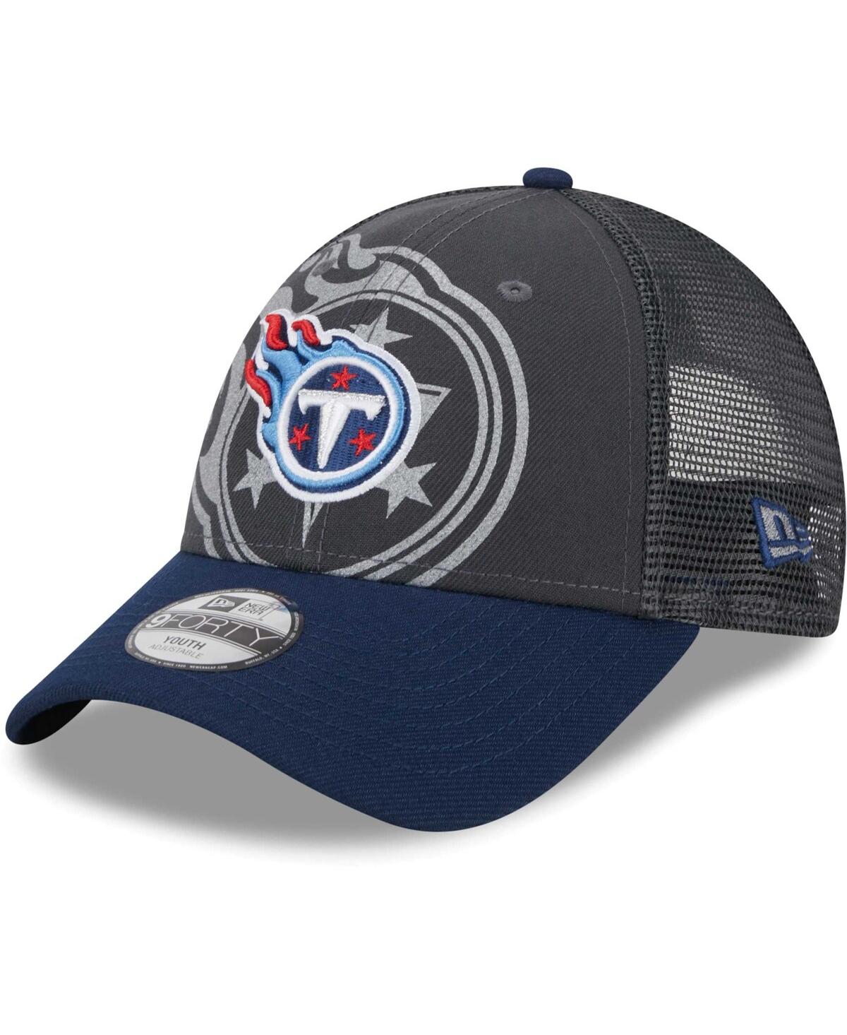 New Era Kids' Big Boys And Girls  Graphite Tennessee Titans Reflect 9forty Adjustable Hat