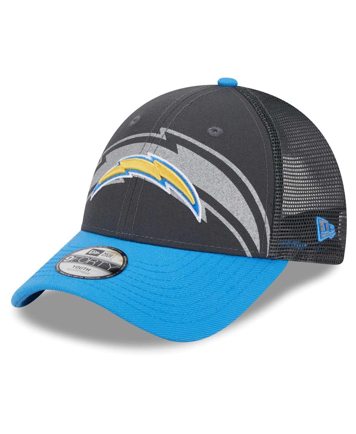 New Era Babies' Preschool Boys And Girls  Graphite, Powder Blue Los Angeles Chargers Reflect 9forty Adjustabl In Graphite,powder Blue