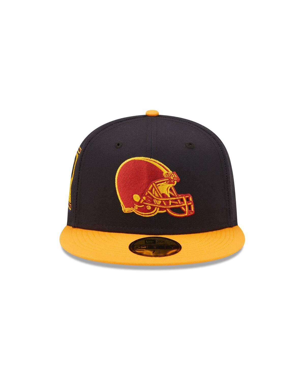 Shop New Era Men's  Navy, Gold Cleveland Browns 60th Anniversary 59fifty Fitted Hat In Navy,gold