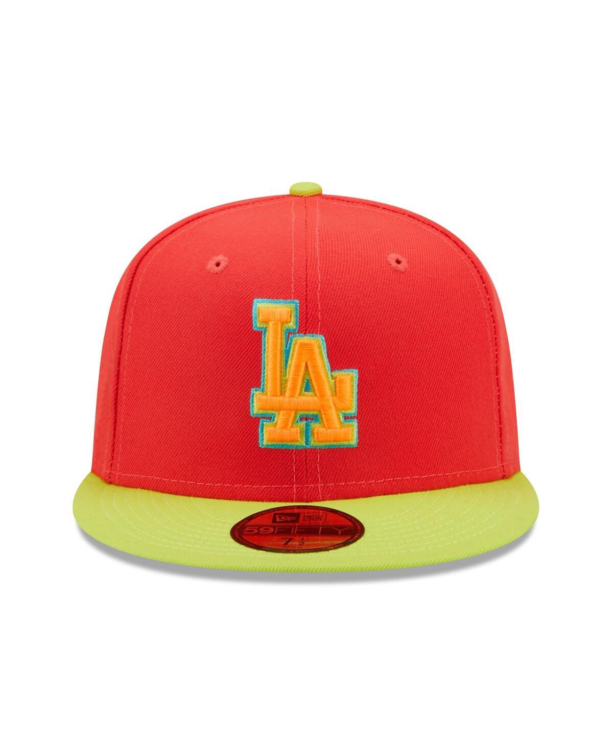 NEW ERA MEN'S NEW ERA RED, NEON GREEN LOS ANGELES DODGERS 1978 WORLD SERIES LAVA HIGHLIGHTER COMBO 59FIFTY F 