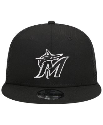 Men's Black Miami Marlins Trucker 9FIFTY Snapback Hat
