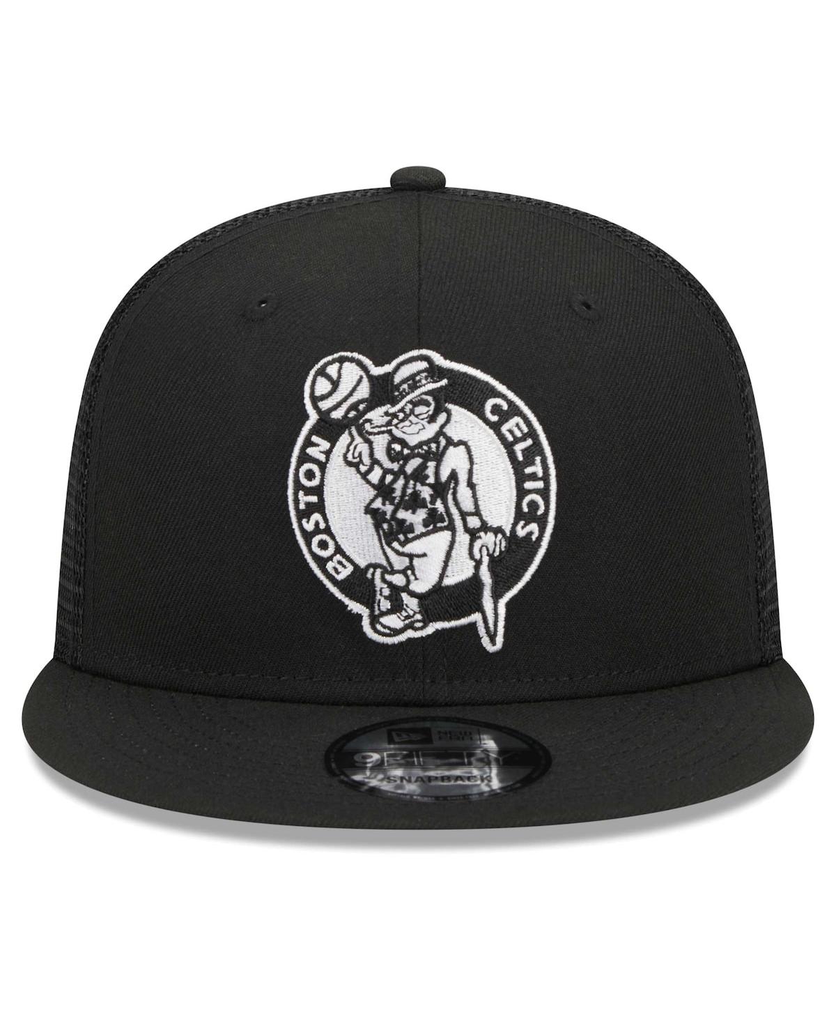 NEW ERA MEN'S NEW ERA BLACK BOSTON CELTICS EVERGREEN 9FIFTY TRUCKER SNAPBACK HAT 