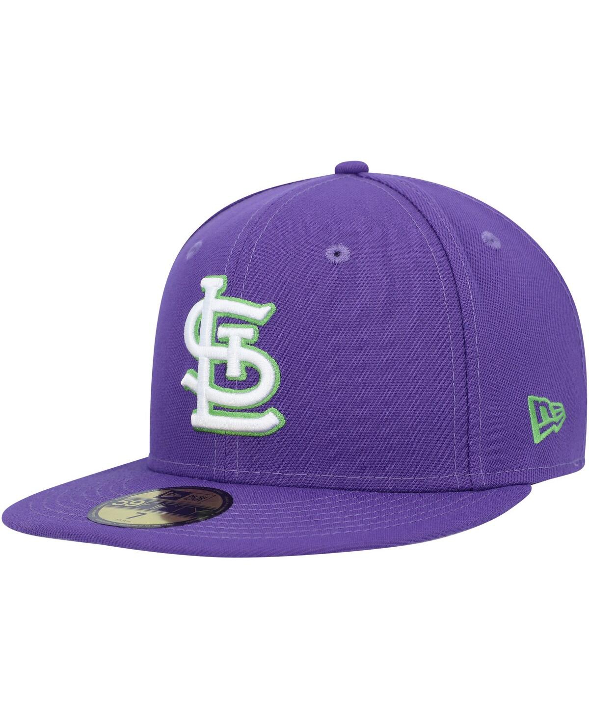 Shop New Era Men's  Purple St. Louis Cardinals Lime Side Patch 59fifty Fitted Hat