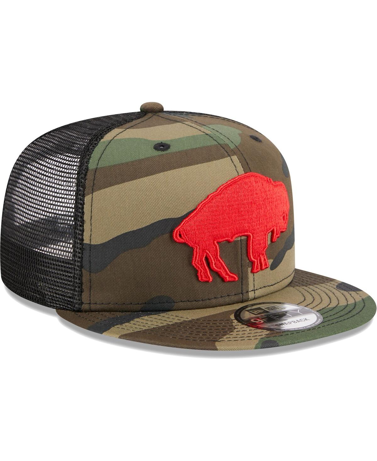 NEW ERA MEN'S NEW ERA CAMO BUFFALO BILLS THROWBACK MAIN TRUCKER 9FIFTY SNAPBACK HAT 