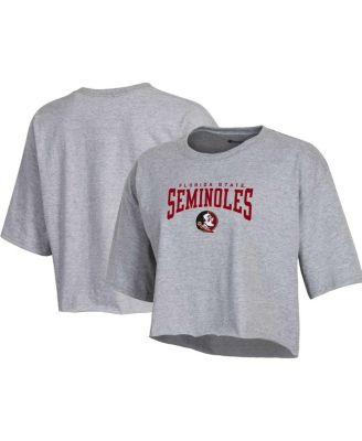 Women's Heather Gray Florida State Seminoles Boyfriend Cropped T-shirt