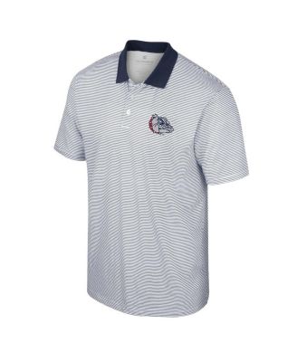 Men's White, Navy Gonzaga Bulldogs Print Stripe Polo Shirt