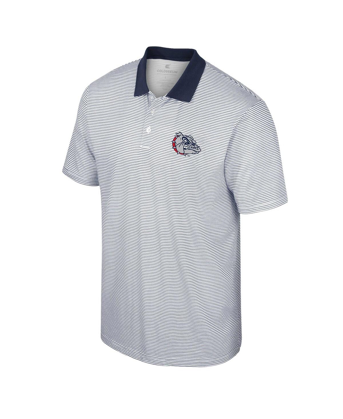 Shop Colosseum Men's  White, Navy Gonzaga Bulldogs Print Stripe Polo Shirt In White,navy