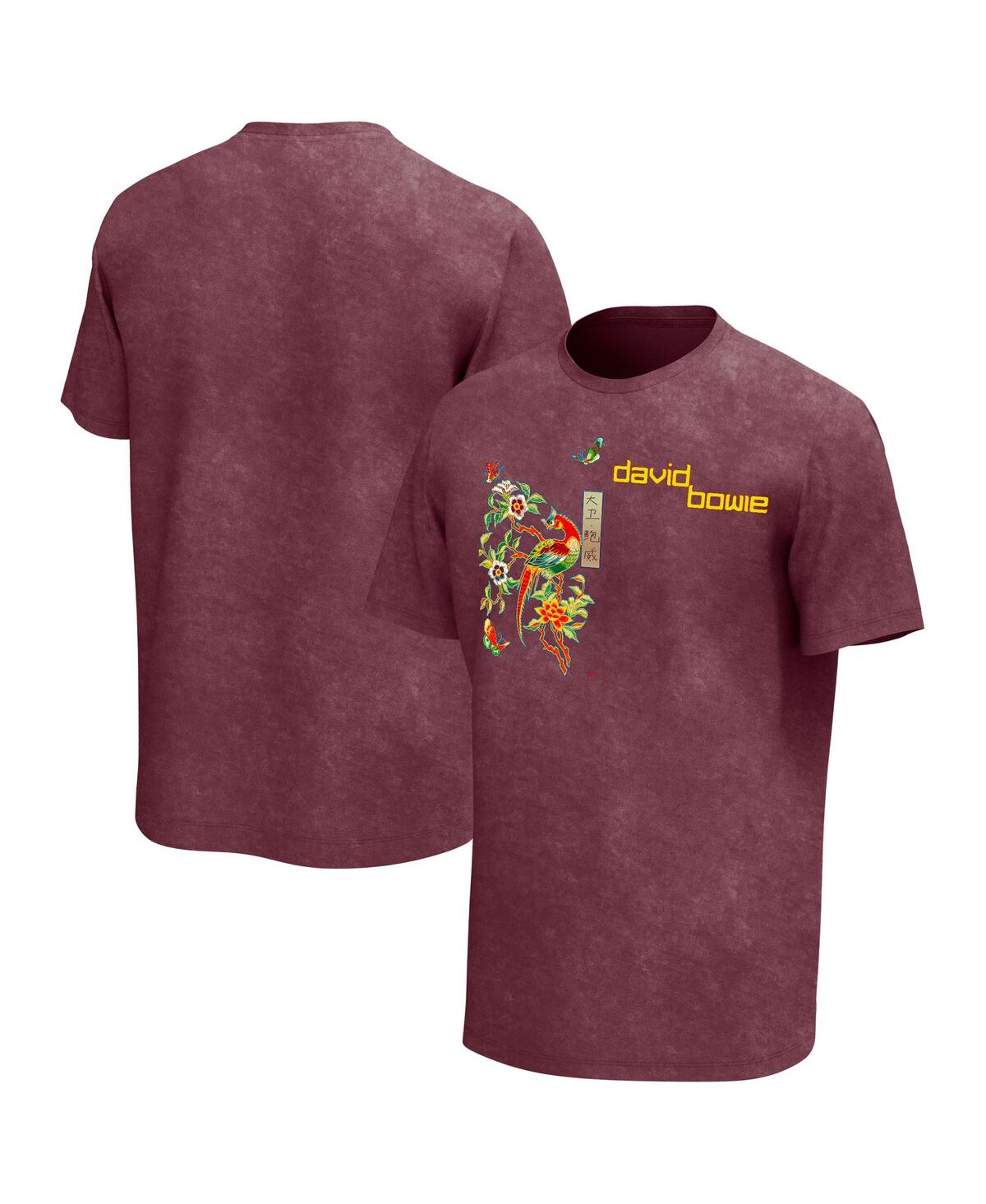Philcos Men's Maroon David Bowie The Serious Moonlight Tour Washed Graphic T-shirt In Maroon
