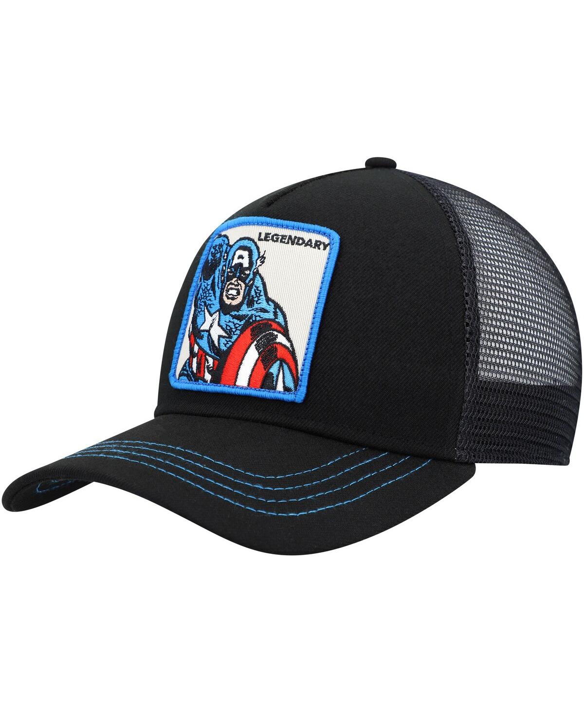 Men's Black Captain America Retro A-Frame Snapback Hat - Black