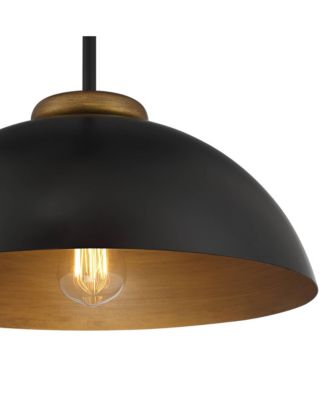Janie Black Gold Pendant Light 15.50" Wide Modern Industrial Dome Metal Shade Fixture for Dining Room House Foyer Kitchen Entryway Bedroom Living High Ceilings - Possini Euro Design