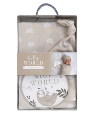 Baby Boys or Baby Girls Hello World Gift Set, 3 Piece