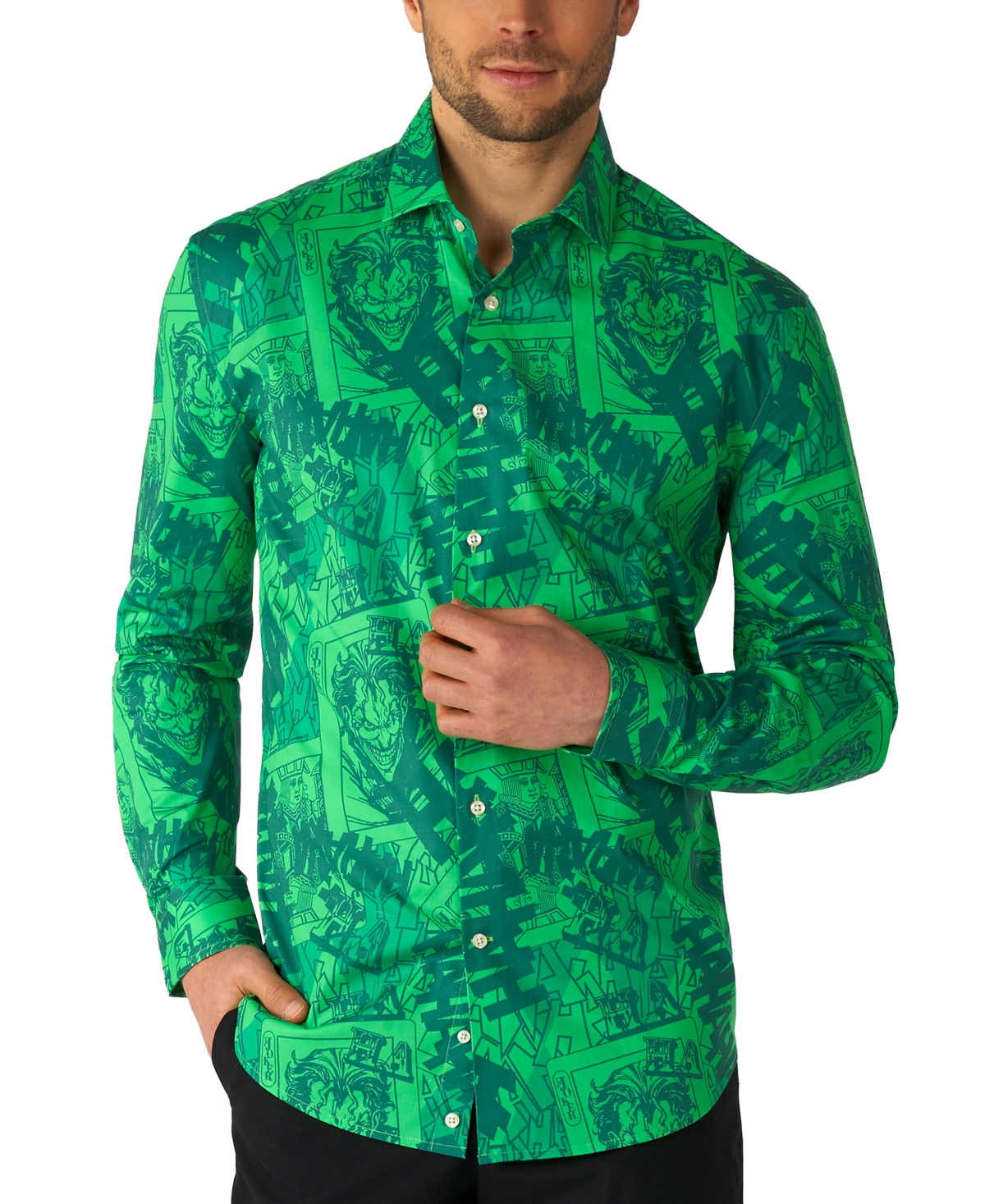 Men's Long-Sleeve Joker Graphic Shirt - Green