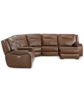 CLOSEOUT! Hansley 6-Pc. Zero Gravity Leather Sectional with 2 Power Recliners and Chaise, Created for Macy's