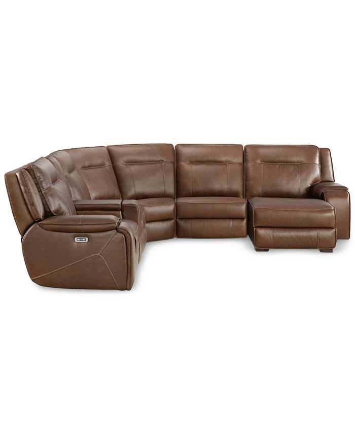Furniture Hansley 6Pc. Leather Sectional with 2 Power Recliners and Chaise, Created for Macy's