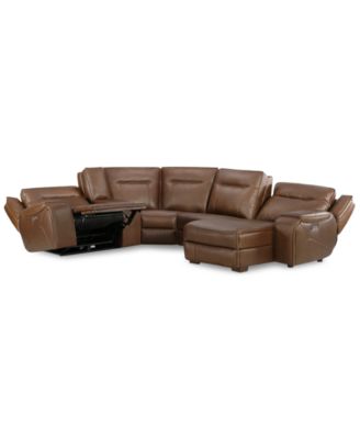 CLOSEOUT! Hansley 5-Pc. Zero Gravity Leather Sectional with Power Recliner and Chaise, Created for Macy's