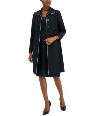 Nipon Boutique - Framed Crepe Topper & Sheath Dress Set