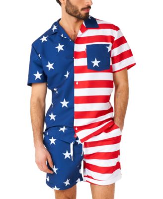 OppoSuits - Men's Short-Sleeve Stars & Stripes Shirt & Shorts Set