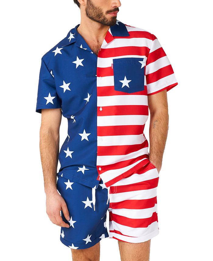 OppoSuits Men's Short-Sleeve Stars & Stripes Shirt & Shorts Set - Macy's