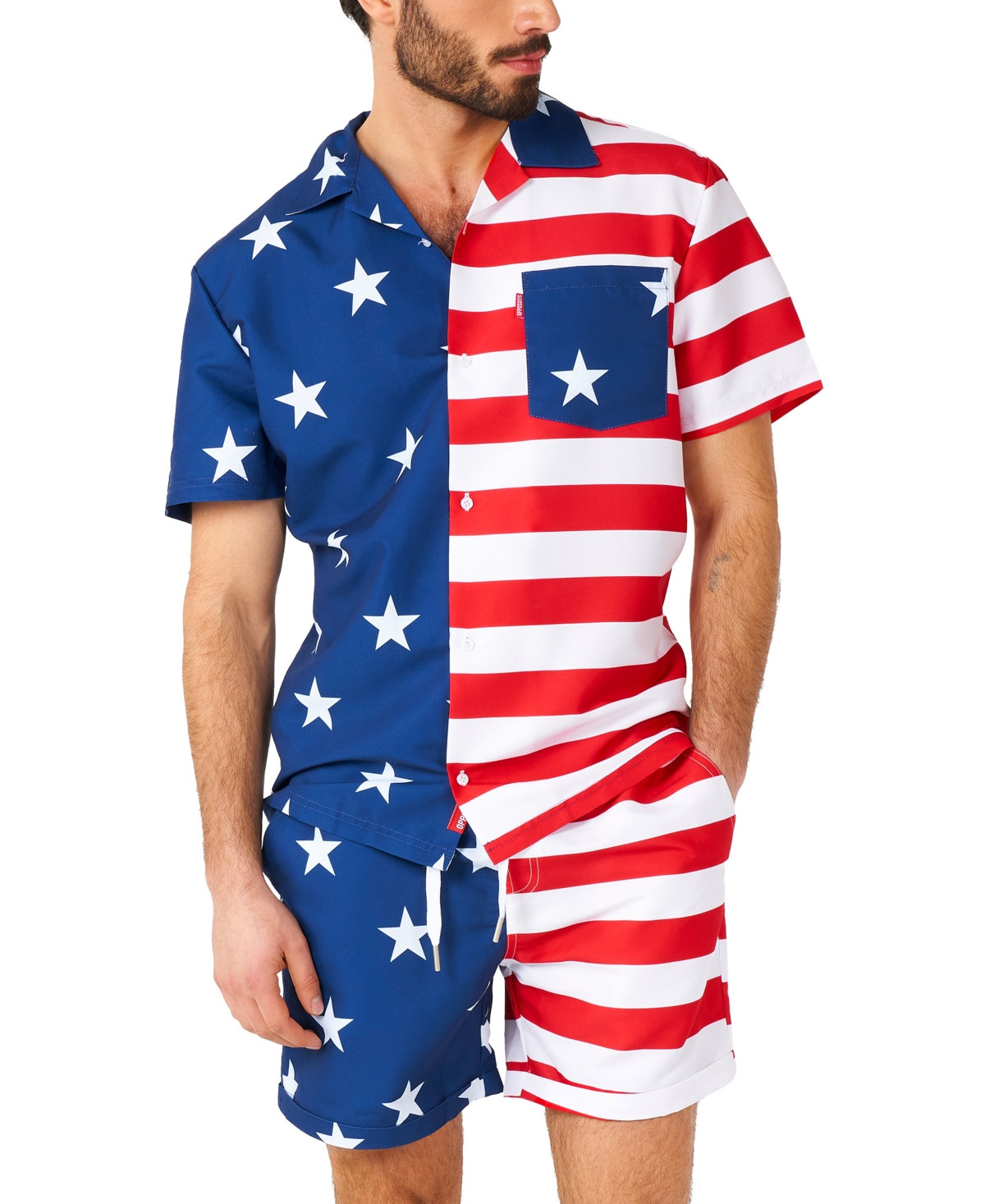 Men's Short-Sleeve Stars & Stripes Shirt & Shorts Set - Miscellane