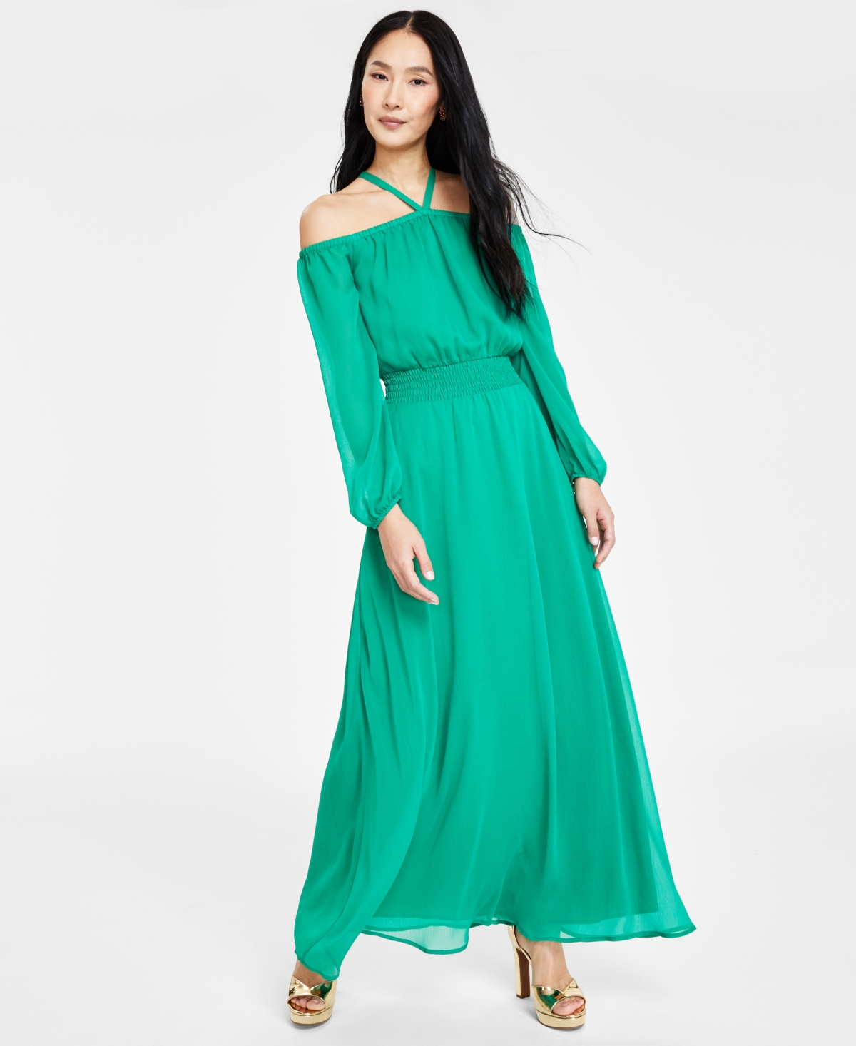Inc International Concepts Women's Smocked-waist Maxi Dress, Created For Macy's In Bright Pine