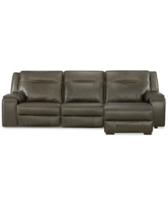 CLOSEOUT! Hansley 3-Pc Zero Gravity Leather Sofa with 2 Power Recliners and Chaise, Created for Macy's