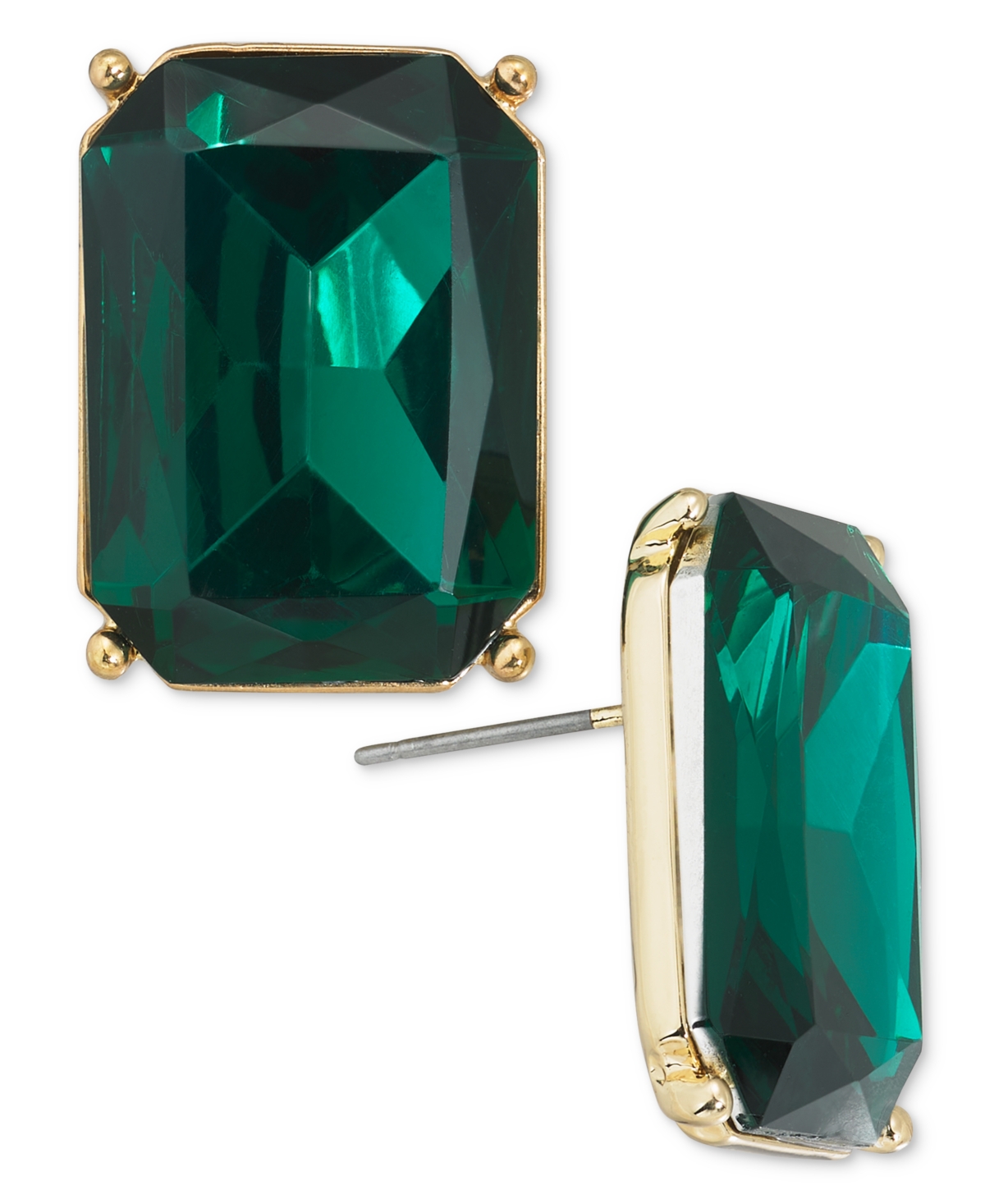 Inc International Concepts Mixed-metal Crystal Stud Earrings, Created For Macy's In Green