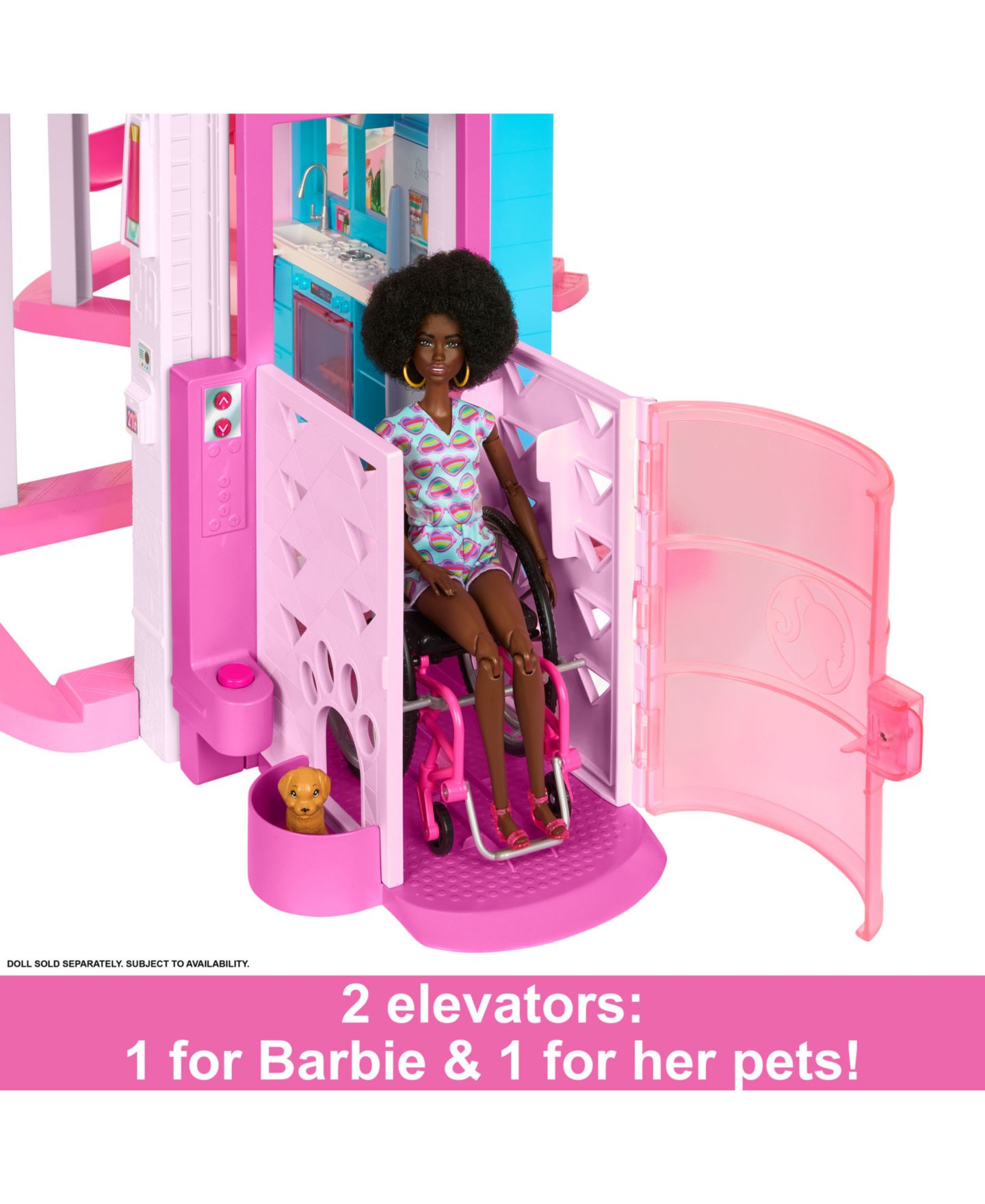 Детский кукольный домик Barbie Dreamhouse, 75+ Pieces, Pool Party Doll House With 3 Story Slide — фото 6