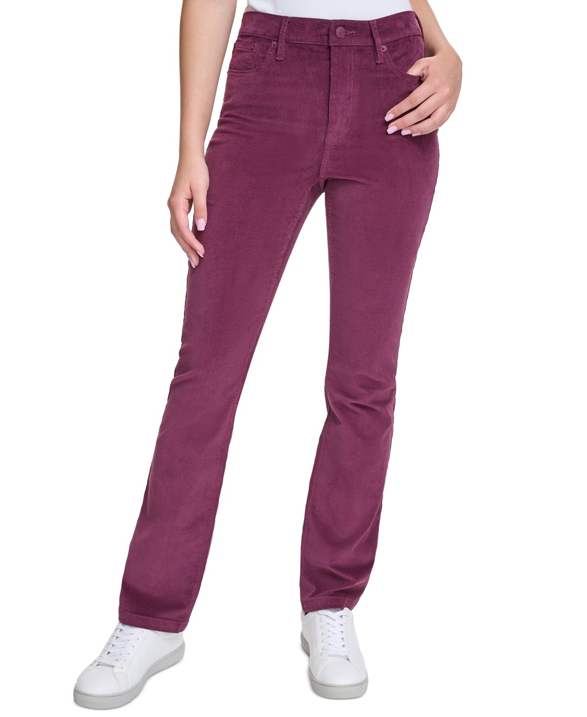 Petite High-Rise Stretch Corduroy Bootcut Jeans - Garnet