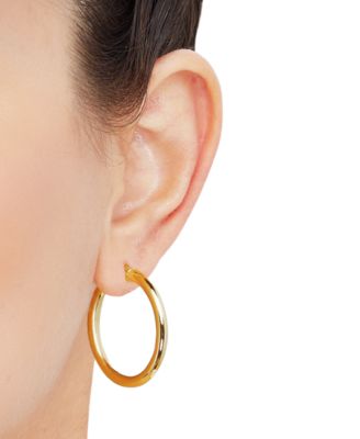 Polished Round Hoop Earrings in 14k Gold, 30mm