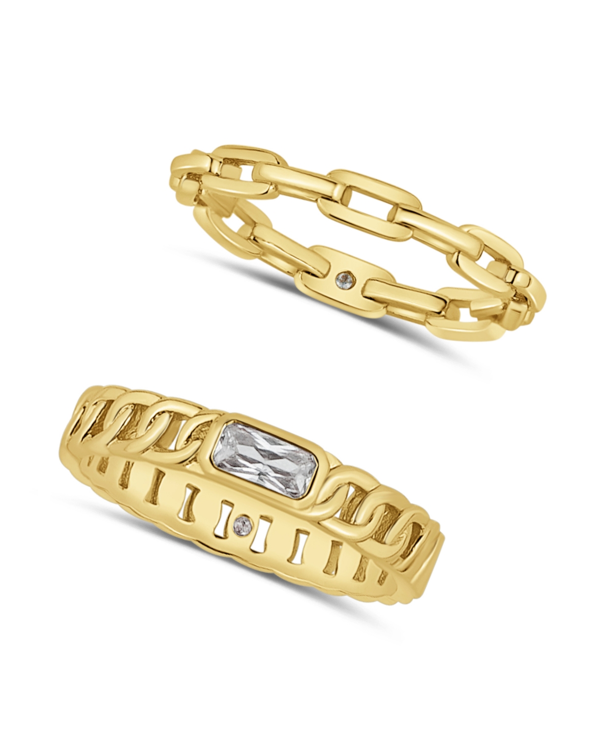 And Now This Cubic Zirconia 18k Gold Plated Duo Ring Set