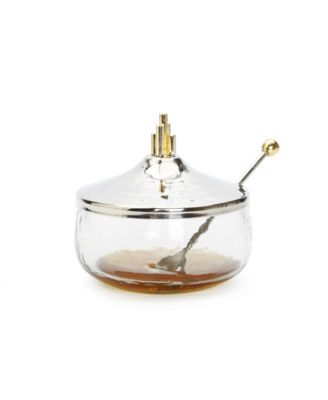 Honey Dish with Stainless Steel Lid and Symmetric Design