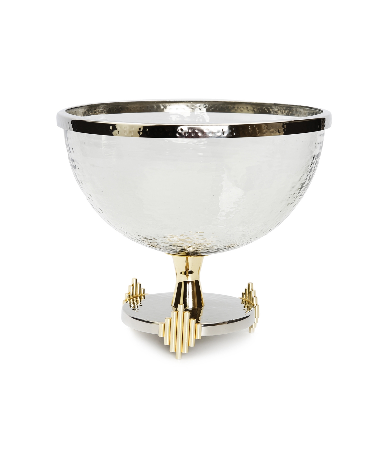 Stainless Steel Footed Glass Bowl with Symmetrical Design - Gold