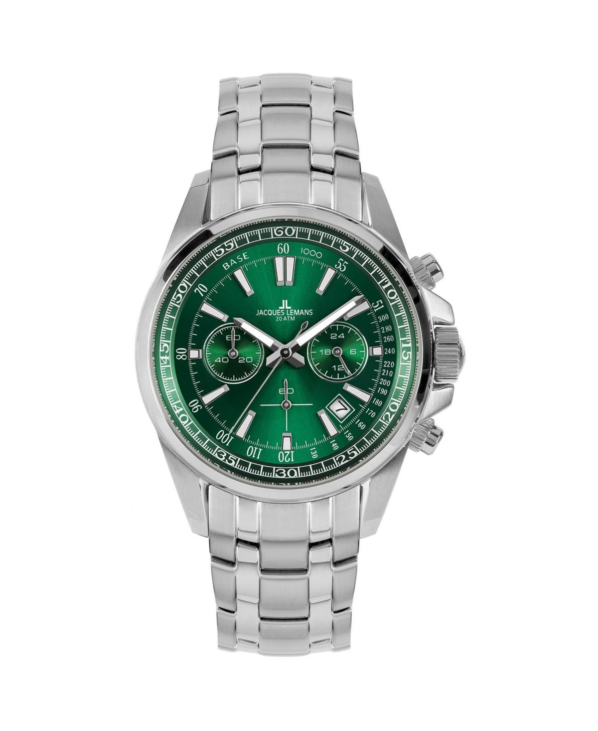 Jacques Lemans Men's Liverpool Watch with Solid Stainless Steel Strap, Chronograph  1-2117 - Medium green | Smart Closet