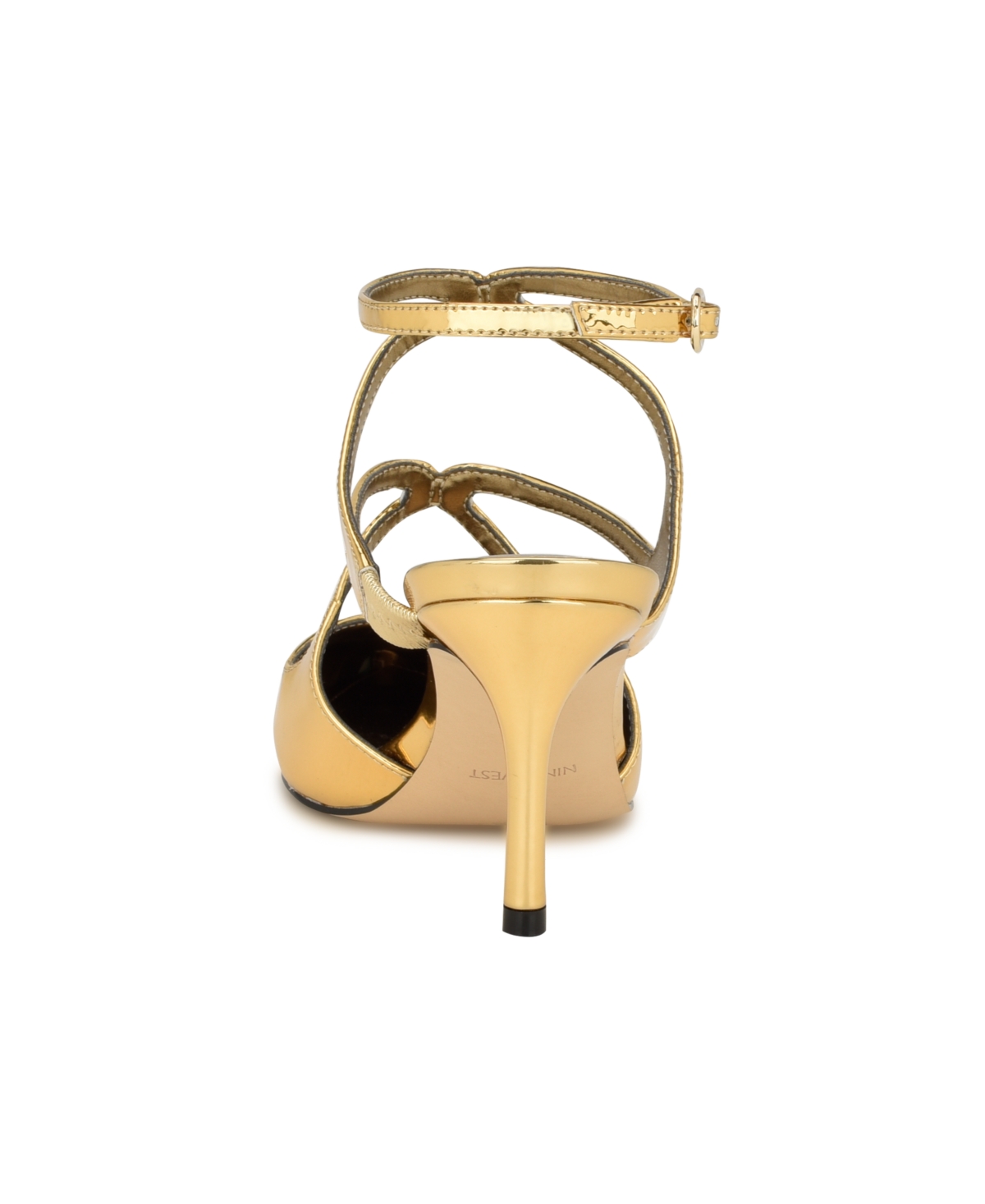 Nine West Women's Maes Strappy Pointy Toe Stiletto Dress Pumps - Bronze Mirror Metallic- Manmade