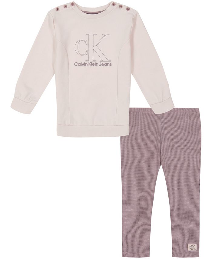 Calvin Klein Toddler Girls French Terry Monogram Tunic Sweatshirt and ...