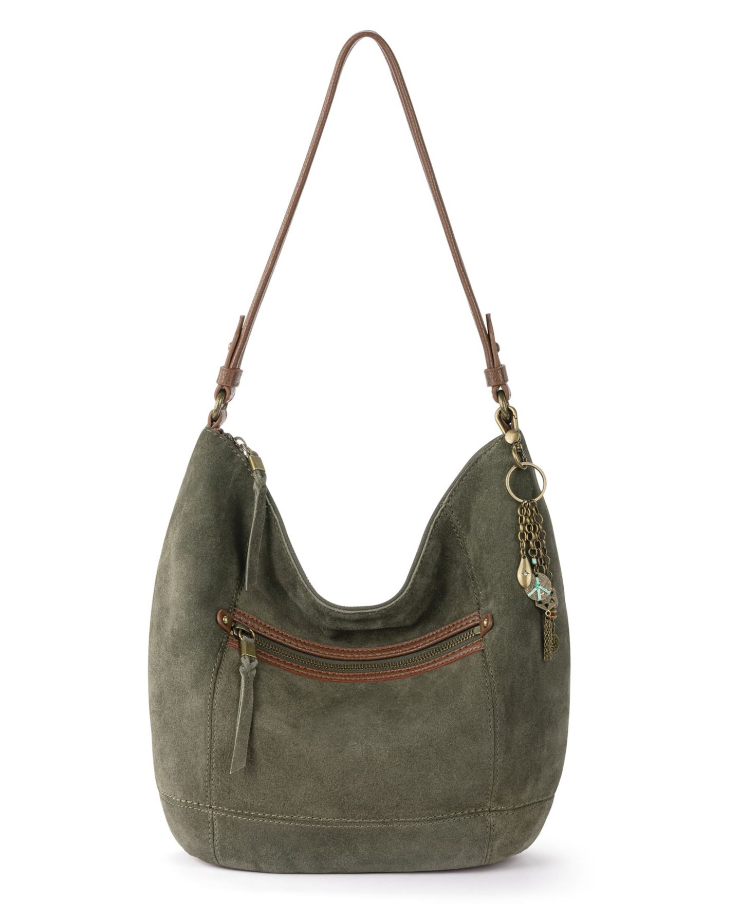 Женская сумка The Sak Sequoia Leather Hobo, цвет: Мох замшевый — фото 1