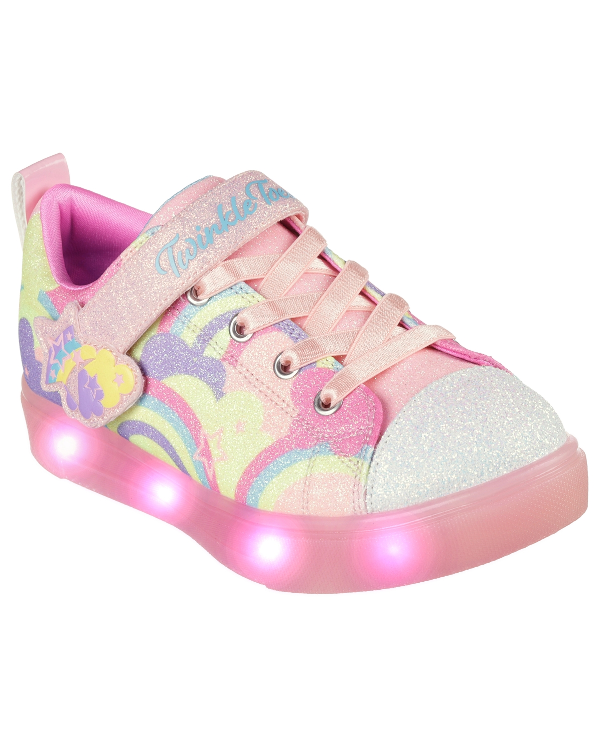 Shop Skechers Little Girls Twinkle Sparks Ice 2.0 Light-up Adjustable Strap Casual Sneakers From Finish Line In Multi