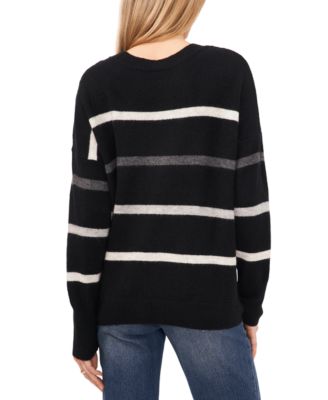 Women's Cozy Crewneck Sequin-Stripe Long-Sleeve Sweater