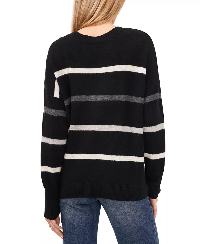 Women's Cozy Crewneck Sequin-Stripe Long-Sleeve Sweater - thumbnail 2