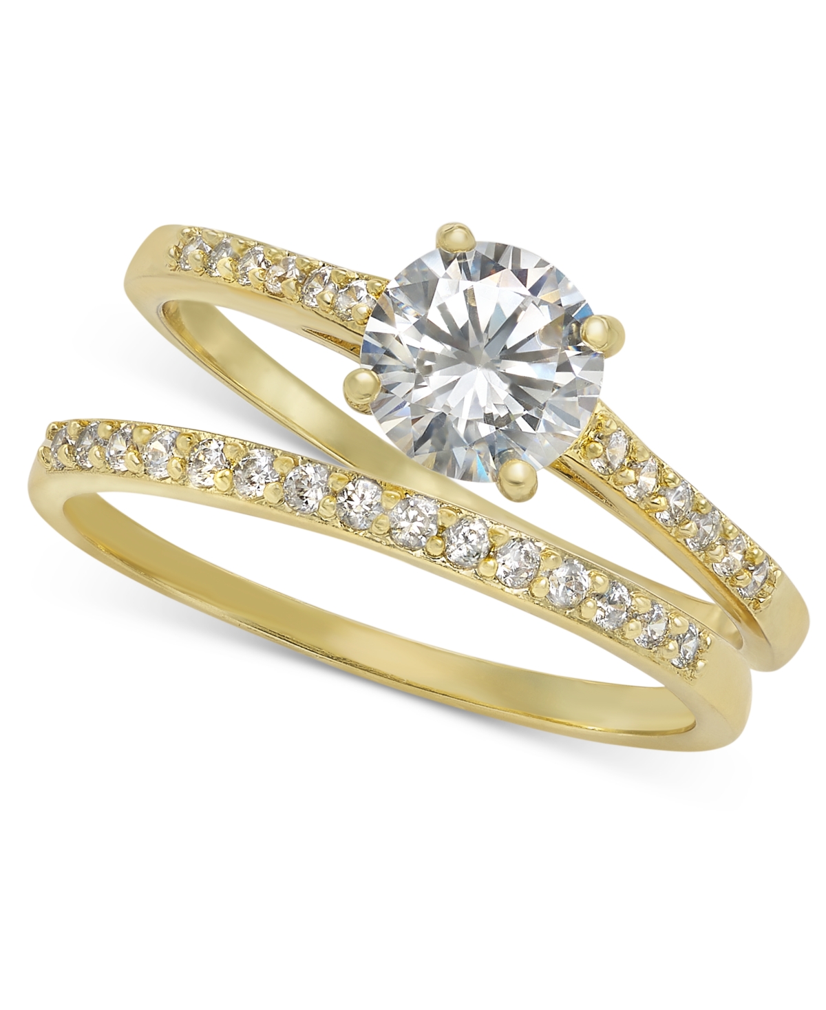 Charter Club Gold-tone 2-pc. Set Crystal Band Ring, Created For Macy's