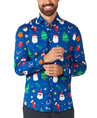 OppoSuits - Men's Long-Sleeve Blue Festivity Shirt