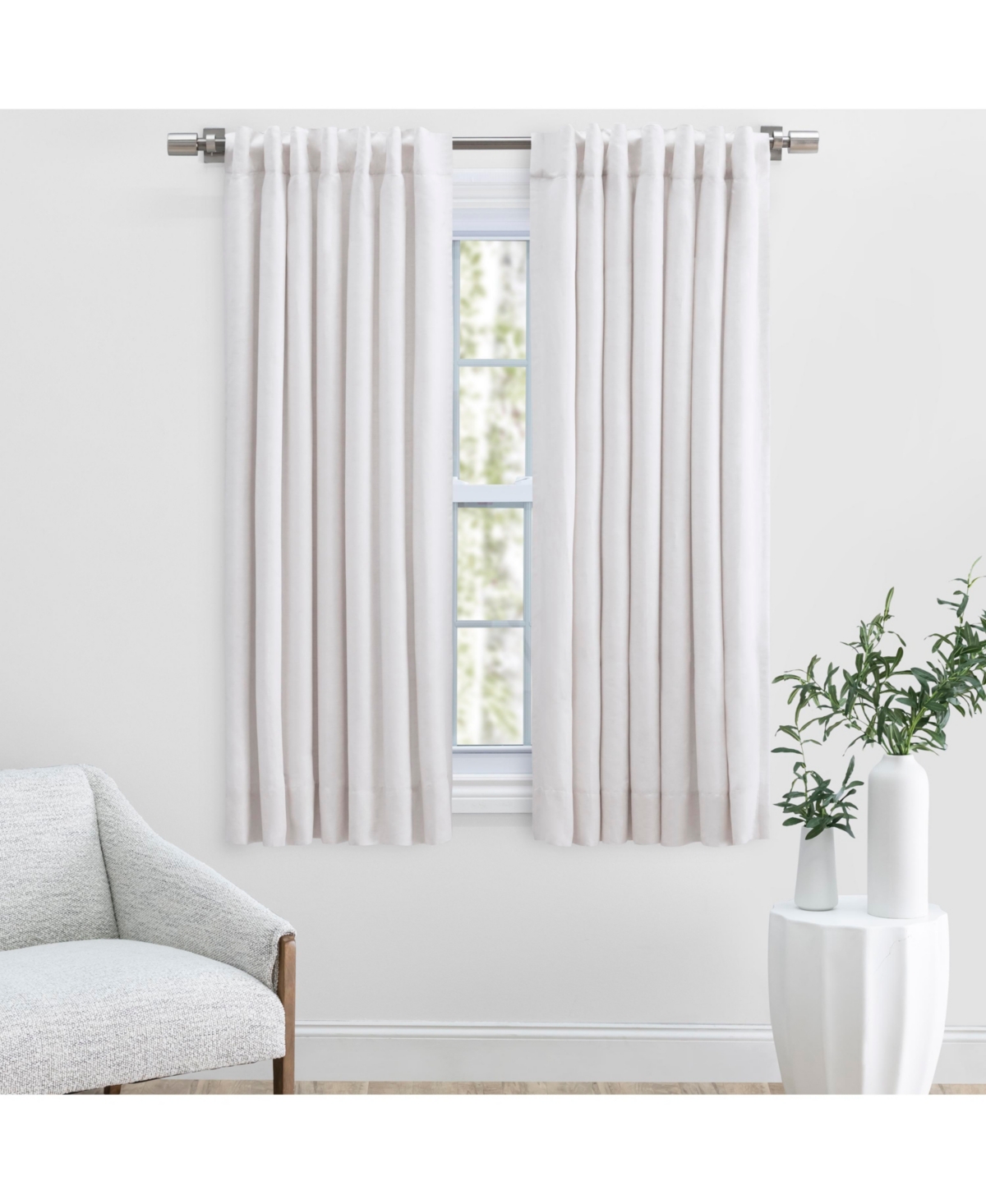 Serene Rod Pocket with Back Tabs short Curtain Panel 48"W x 54"L - Oatmeal