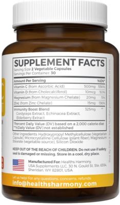 Vitamin C Immune Support Capsules, Health's Harmony, 60ct