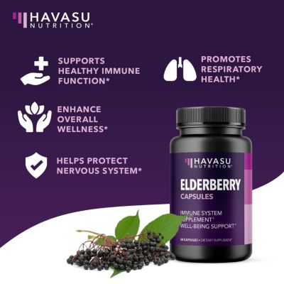 Elderberry Vitamins, Immune System Support Capsules, 60ct
