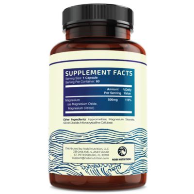 Magnesium Complex Capsules, Magnesium Oxide, Magnesium Citrate, Nobi Nutrition, 60ct
