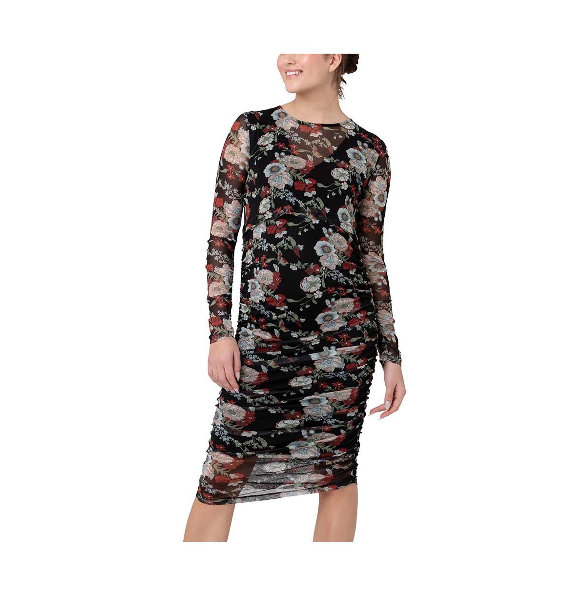 Ripe Maternity Maternity Ripe Wild Bloom Ruched Nursing Dress- Black